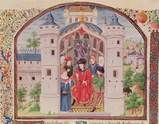 Ms 927 Fol.426 Präsentation der Ökonomie, aus Ethik, Politik und Ökonomie von Aristoteles (384-322 v. Chr.) (Detail)