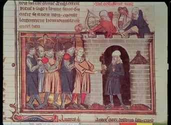 1. Kreuzzug. Übergabe von Tarsus an Tancred de Hauteville, 1097, aus Le Roman de Godefroi de Bouillon