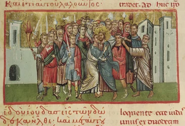 Ms. Gr. 54, fol. 99, Der Judaskuss