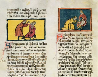 Ms H 89 Ärzte heilen die Kranken, aus einer Ausgabe des Buches der Chirurgie von Rogier de Salerne