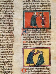 Ärzte behandeln die Kranken, aus einer Ausgabe des Buches der Chirurgie von Rogier de Salerne