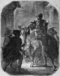 Ermordung Ludwigs I. von Valois, Herzog von Orléans (1372 - 1407), in der alten Rue du Temple durch Johann Ohnefurcht - in "Histoire de France" von L.-P. Anquetil