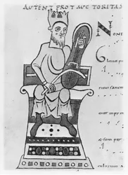 Musiker, der eine Crouth spielt