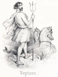 Neptun: Sohn von Saturn und Rhea. Er wurde aus dem Himmel vertrieben, weil er gegen Jupiter konspirierte