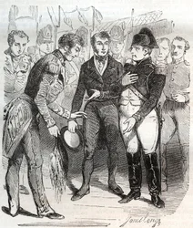 Napoleon vertraut auf den britischen Glauben - Napoleon Bonaparte besteigt das britische Schiff Bellerophon, das ihn am 14. Juli 1815 ins Exil nach St. Helena bringen wird