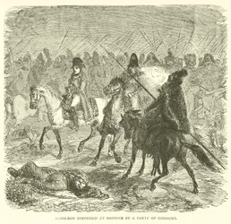 Napoleon bei Brienne von einer Gruppe Kosaken überrascht (Stich)