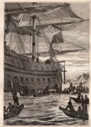 Einheimische halten die Zweige von Bananenbäumen in der Hand: Samuel Wallis