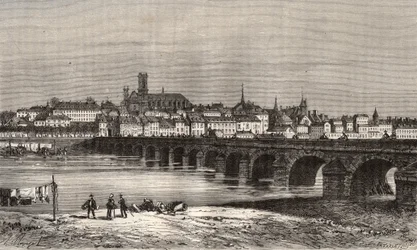 Nevers - Nièvre in der Region Burgund - Gravur in „La France illustrée: Geographie, Geschichte, statistische Verwaltung“ von V.-A. Malt-Brown. 1884
