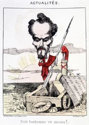 Nachrichten - Kleiner Mann lebt noch!. Karikatur über Rochefort, der in einem Grab steht