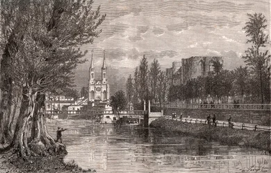 Niort - Deux-Sevres - Gravur in „La France illustree: geographie, histoire, administration statistique“ von V.A. Malt-Brown. 1884