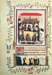 Mönche beim Gebet, aus den Très Belles Heures de Notre Dame de Duc de Berry, ca. 1380