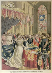 Verfassungseid von Königin Wilhelmina (1880-1962) in der Nieuwe Kerk (Neue Kirche) Amsterdam, 31. August 1898, Illustration aus Le Petit Journal, September 1898