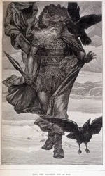Odin, germanischer Gott des Krieges und der Poesie - Gravur