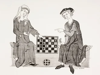 Othon IV., Markgraf von Brandenburg, spielt Schach mit seiner Frau Hedwige de Habsbourg, aus 