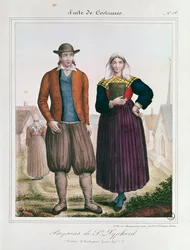Bauern aus Saint-Lyphard, aus Les Costumes Bretons de Charpentier