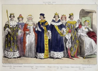 Philipp IV. der Schöne, Jeanne de Navarre, Clemence von Ungarn, Ludwig X. der Hitzige, Philipp V. der Lange, Jeanne de Boulogne, Karl IV. der Schöne, Jeanne d