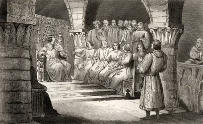 Philippe V. (1293-1322) der Lange und die Generalstände lehnen die Ansprüche von Jeanne II. ab, aus 