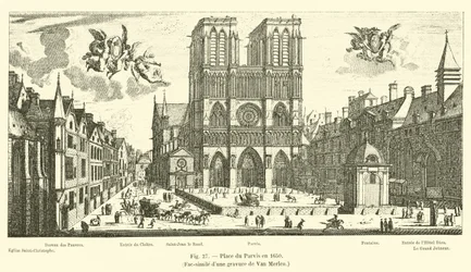 Place du Parvis im Jahr 1650, Faksimile eines Stichs von Van Merlen