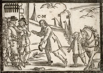 Politische Pamphlete Mazarinade: Mazarin befreit die Prinzen in Le Havre, Holzschnitt