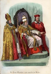 Papst Martin V (1368-1431) beim Konzil von Basel (Concile de Bale) im Jahr 1431
