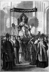 Papst Pius IX. wird am Palmsonntag 1861 in die Kirche St. Peter in Rom getragen