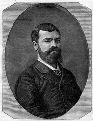 Porträt von Henri-Paul Nenot (1853-1934), französischer Architekt, der die Neue Sorbonne in Paris realisierte. Gravur in „Le Monde Illustre“