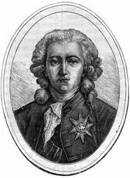 Porträt von Charles Alexandre de Calonne, französischer Politiker unter Ludwig XVI, Finanzkontrolleur. Gravur in „Histoire des Papes-Rois-Queen and Empereurs a travers les centuries“ von Maurice Lachatre