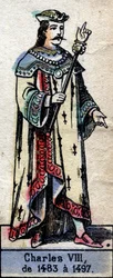 Porträt von Karl VIII. von Frankreich oder Karl VIII. der Freundliche (1470-1498) (Dynastie der Kapetinger). Illustration Ende des 19. Jahrhunderts.