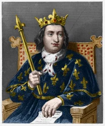 Porträt von Karl V. der Weise (1338-1380), König von Frankreich - in „Geschichte der Franzosen“ von Lavallée, Gravur