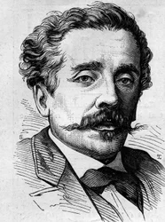 Porträt von Ernest Lacan, französischer Journalist und Schriftsteller. Gravur in „Le Monde Illustré“ Nr. 1141 vom 8. Februar