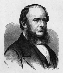 Porträt von Ernest Werner von Siemens (1816 - 1892), deutscher Ingenieur und Industrieller, Gründer des Unternehmens, das die erste große europäische Telegrafenlinie schuf... - in „Album der Wissenschaft; berühmte Wissenschaftler; Große Entdeckungen“ 1896