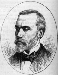 Porträt von Eugene Guillaume (1822-1905), französischer Bildhauer. Gravur in „Le Monde Illustré“ Nr. 890 vom 2. Mai 1874.