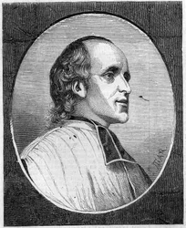 Porträt von Pater Delacroix de Ravignan (1795-1858), französischer Jesuit. Gravur in „Le Monde Illustré“ Nr. 47 vom 6. März 1858.