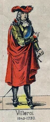 Porträt von Francois de Neufville, Herzog von Villeroi, Marschall von Frankreich. Bild von Epinal aus dem späten 19. Jahrhundert.