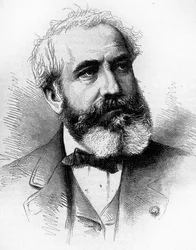 Porträt von Gabriel Jean Antoine Davioud (1824-1881), französischer Architekt. Gravur in „Le Monde Illustré“ Nr. 1255 vom 16. April 1881
