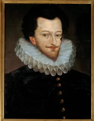 Porträt von Heinrich I. von Lothringen, dritter Herzog von Guise genannt der Narbe (1550-1588) Anonymes Holzgemälde der französischen Schule. 16. Jahrhundert