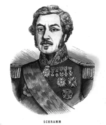 Porträt von Jean Paul Adam Schramm (1789-1884), französischer General. Gravur in „Les Illustrations De L