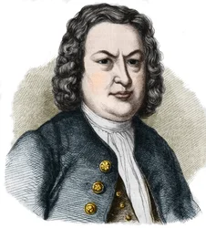 Porträt von Johann Sebastian Bach (1685-1750), deutscher Komponist. Gravur von 1858.
