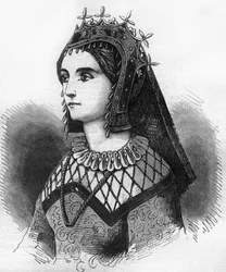 Porträt von Judith von Frankreich (843-870), Königin von Wessex und dann Gräfin von Flandern. Gravur in „Histoire de la prostitution et de la débauche dans les peuples du globe depuis l