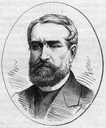 Porträt von Louis Cabat (1812-1893), französischer Maler. Gravur in „Le Monde Illustré“ Nr. 890 vom 2. Mai 1874.