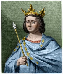 Porträt von Ludwig X. der Zänker (1289 - 1316), König von Frankreich - in „Histoire des Français“ von Lavallée, Gravur, undatiert.
