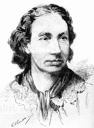 Porträt von Louise Michel (1830-1905), feministische Aktivistin und Anhängerin der Pariser Kommune. Hier im Jahr 1887