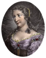 Porträt von Madame de La Fayette, französische Romanautorin - Gravur des 19. Jahrhunderts