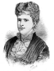 Porträt von Maria Pia, Königin von Portugal (1847-1911). Gravur in „Le Monde Illustré“, 22. Mai 1886.