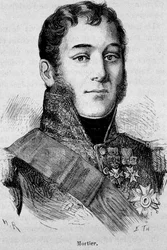 Porträt von Mortier, Herzog von Treviso (1768 - 1835), Marschall von Frankreich, getötet während des Angriffs von Fieschi - in „L