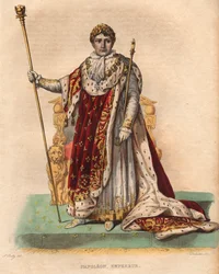 Porträt von Napoleon I. (Napoleon Bonaparte) (1769-1821), Kaiser der Franzosen, in kaiserlichen Gewändern