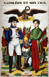 Porträt von Napoleon I und seinem Sohn, Napoleon II. Bild von Epinal