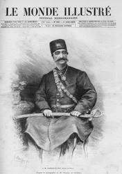 Porträt von Nasser Ed Din (1831-1896), Schah von Persien (Iran). Auch genannt Nasseredin Schah, Nasserer-al-Din Schah Qajar, Nasser al-Din Schah Qajar, Nassiruddin Schah. Eine der Zeitungen „Le Monde Illustré“ Nr. 1687 vom 27. Juli