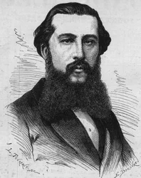 Porträt von Paul Soleillet (1842-1886), französischer Entdecker. Gravur in Le Monde Illustré Nr. 1118 vom 31. August 1878.
