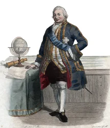 Porträt von Pierre André de Suffren de Saint Tropez, Bailli von Suffren (1729-1788), französischer Admiral. Illustration aus 